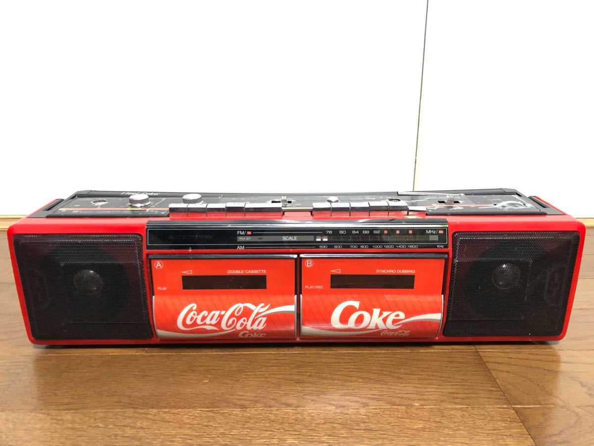 ラジカセ コカコーラ TRC-938ダブルカセットデッキ 通電OK，音出しOK
