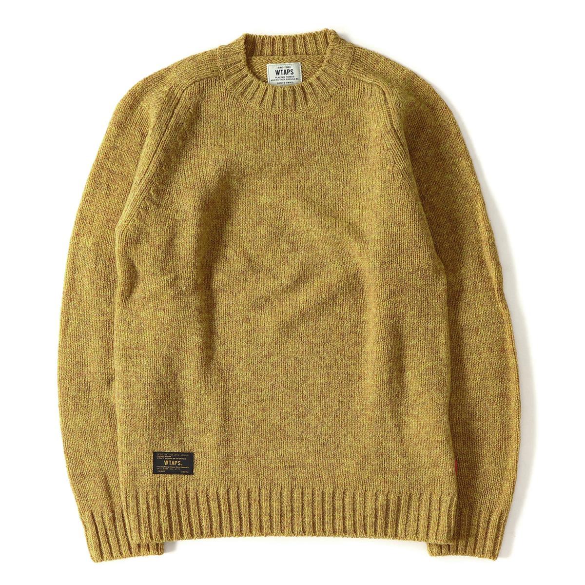 新品同様 WTAPS ダブルタップス 14AW J. C. Rennie クルーネック ウール ニット セーター DECK CREW-C マスタード S