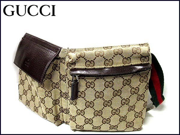 GGキャンバス 0 GUCCI ウエストポーチ グッチ 28566ベージュの ボディ 