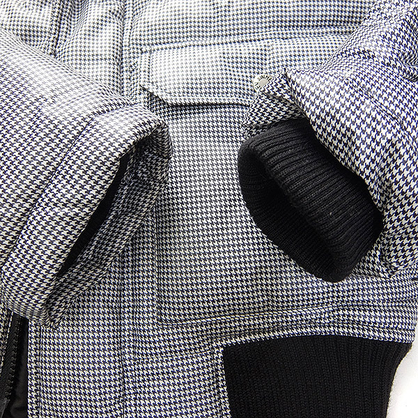 美品 ジュンメン ファー 千鳥格子 ダウンジャケット S 白 黒 【J46083】 JUNMEN 秋冬 メンズ ブルゾン ハウンドトゥース 毛皮 - 千鳥格子 MONCLER☆新作 EVANDRA☆関税込み ショートダウン コート（種類（コート・ジャケット）ダウン