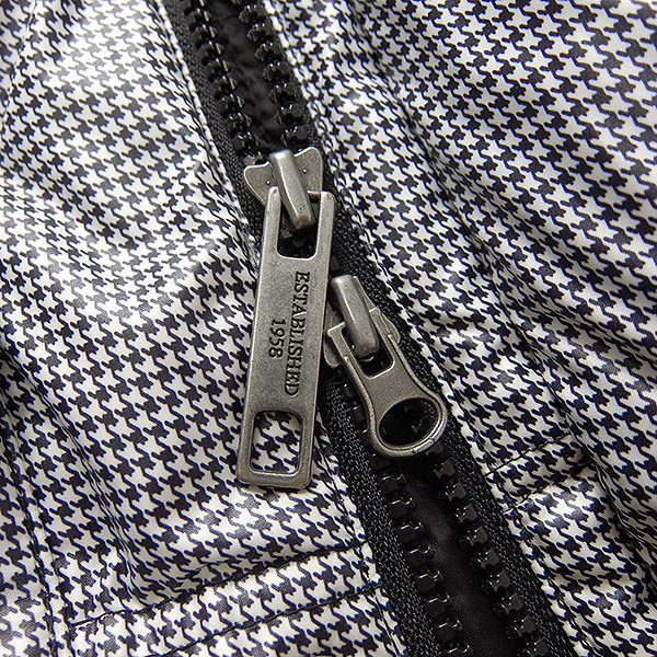 美品 ジュンメン ファー 千鳥格子 ダウンジャケット S 白 黒 【J46083】 JUNMEN 秋冬 メンズ ブルゾン ハウンドトゥース 毛皮 - 千鳥格子 MONCLER☆新作 EVANDRA☆関税込み ショートダウン コート（種類（コート・ジャケット）ダウン