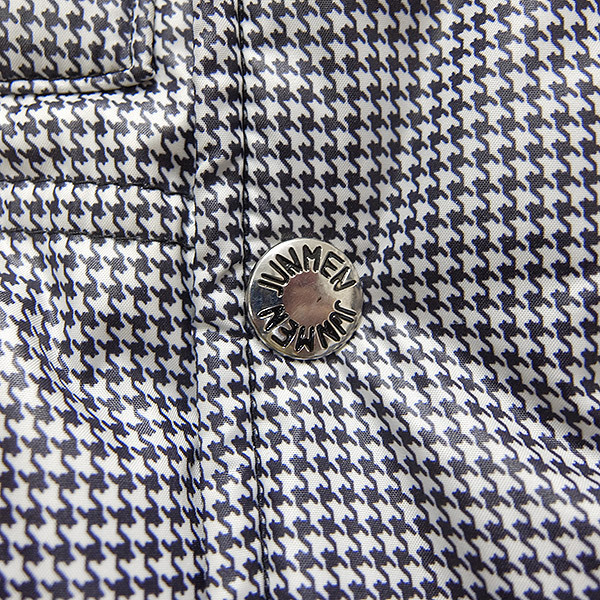 美品 ジュンメン ファー 千鳥格子 ダウンジャケット S 白 黒 【J46083】 JUNMEN 秋冬 メンズ ブルゾン ハウンドトゥース 毛皮 - 千鳥格子 MONCLER☆新作 EVANDRA☆関税込み ショートダウン コート（種類（コート・ジャケット）ダウン