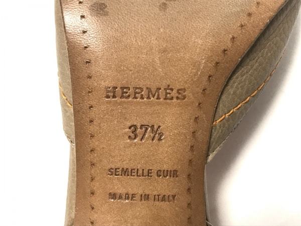 パンプス エルメス 1&frasl;2 HERMES 良品 0 エルメス HERMES 靴 パンプス 37 1/2 レザー ベージュ×オレンジ レディース 美品