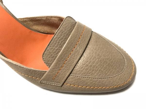 パンプス エルメス 1&frasl;2 HERMES 良品 0 エルメス HERMES 靴 パンプス 37 1/2 レザー ベージュ×オレンジ レディース 美品