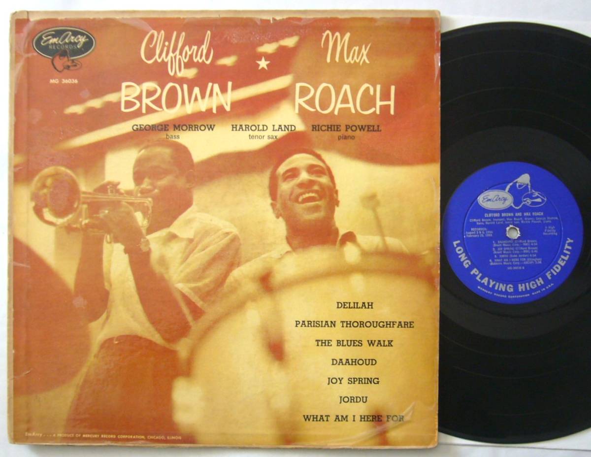 ★至高の一枚【US初期モノラル盤／深溝DG／小ドラマー】 クリフォード・ブラウン ☆US ORIG MONO LP☆CLIFFORD BROWN AND MAX ROACH 1955年 EMARCY 深溝 青