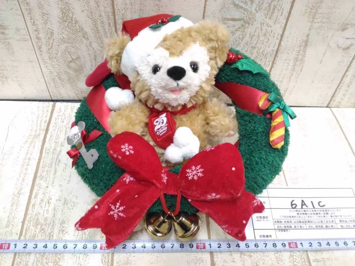 ディズニーリゾート　TDS　ダッフィーぬいぐるみ付きクリスマスリース2008　25周年　オープンマウス　サンタ 6A1C
