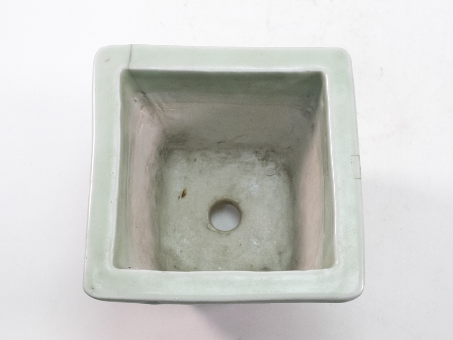 瀬戸焼 古瀬戸 青磁染付 竹文鉢 植木鉢 C 青磁 染付 植木鉢