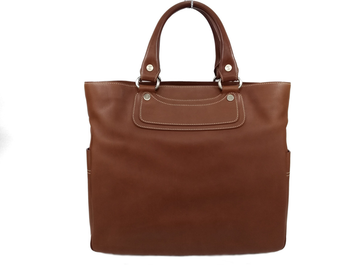超美品！CELINE【セリーヌ】ラージブギーバッグ レザートートバッグ ブラウン （1870）
