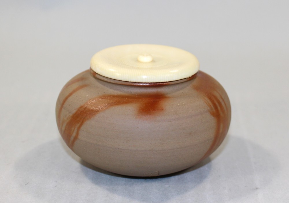茶道具 備前火襷焼大海茶入 木村陶峰造◇rl06 備前 火襷 肩衝茶入 木村