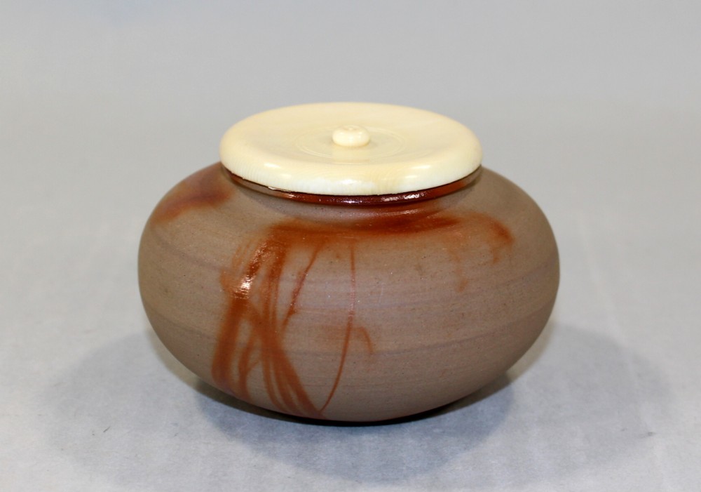 茶道具 備前火襷焼大海茶入 木村陶峰造◇rl06 備前 火襷 肩衝茶入 木村