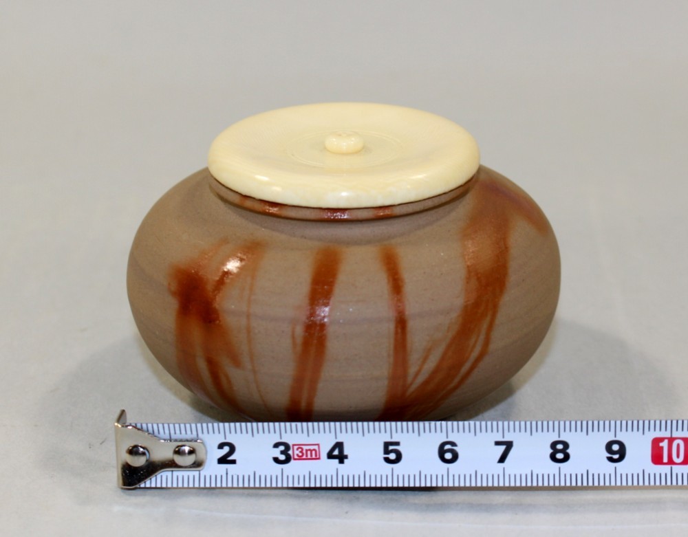 茶道具 備前火襷焼大海茶入 木村陶峰造◇rl06 備前 火襷 肩衝茶入 木村
