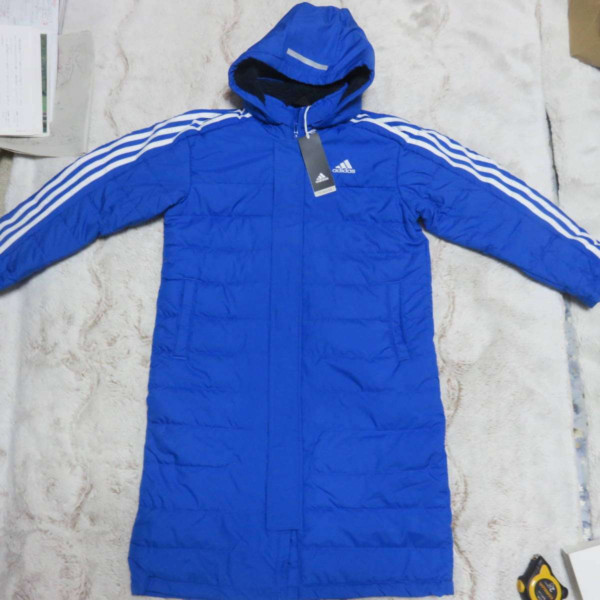  adidas ジュニア ボア付き ロングベンチコート ブルー 150(ウインドブレーカー)｜売買されたオークション情報、yahooの商品情報をアーカイブ公開 - オークファン ウインドブレーカー