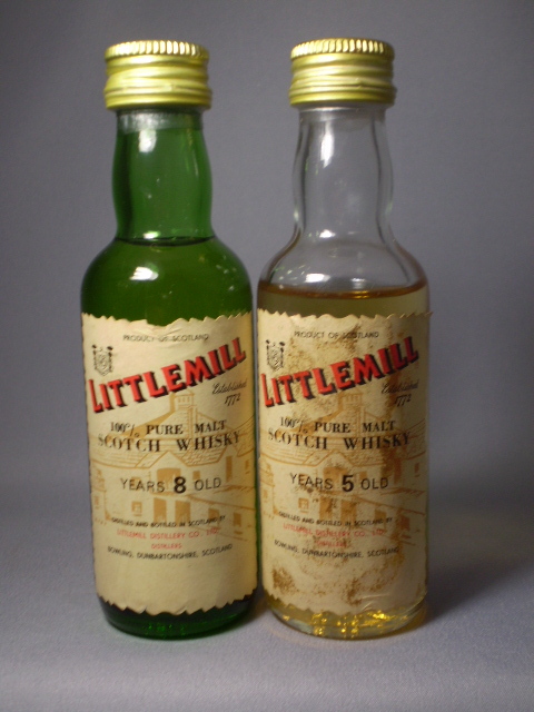 ミニチュア ・ Single－Malt 「 Littlemill 8年 ＆ 5年 」 閉鎖蒸留