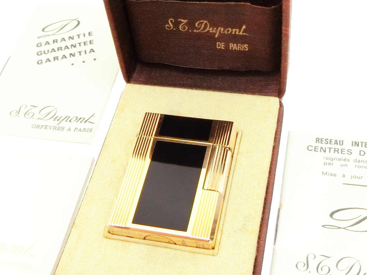 ◇N14849 ST Dupont デュポン ガス ライター ライン1S 黒漆 & ピンク 