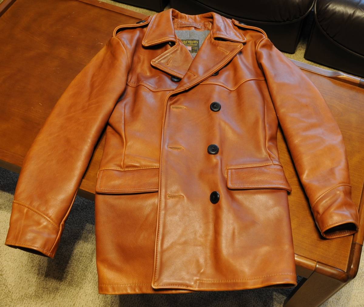 vanson ブラウンレザーコート サイズ38 Vanson Special Custom Doulbe Riders Jacket Type 1 「グレインレザー