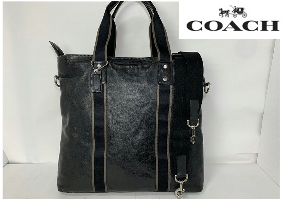 国内送料無料 1円～！☆コーチ メンズ COACH ヘリテイジ ウェブ レザー