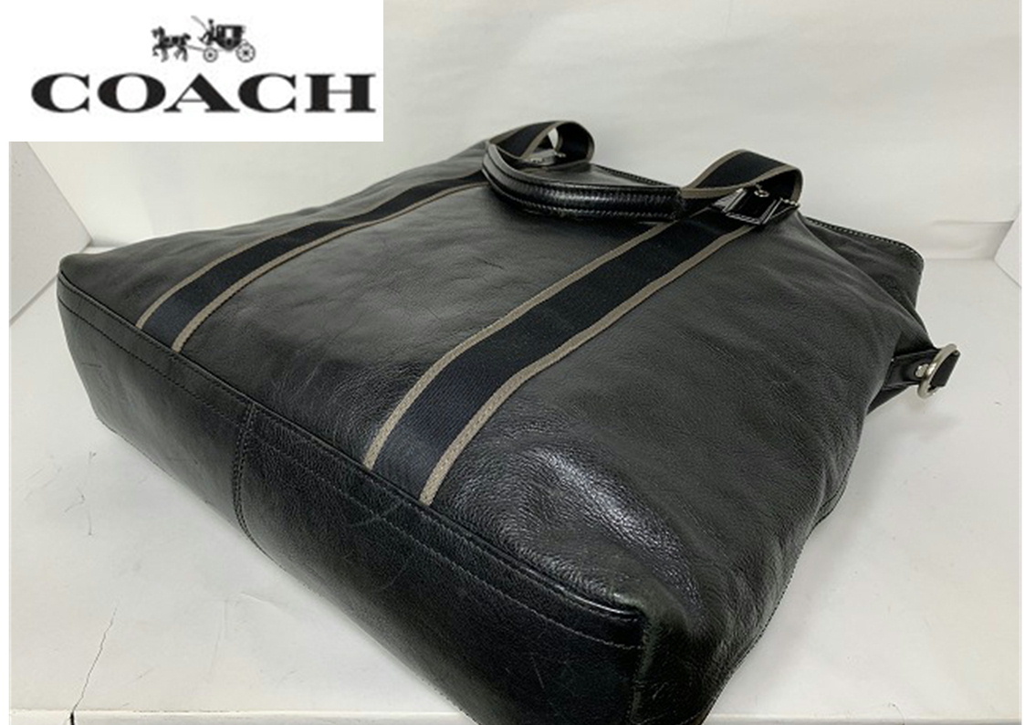 国内送料無料 1円～！☆コーチ メンズ COACH ヘリテイジ ウェブ レザー