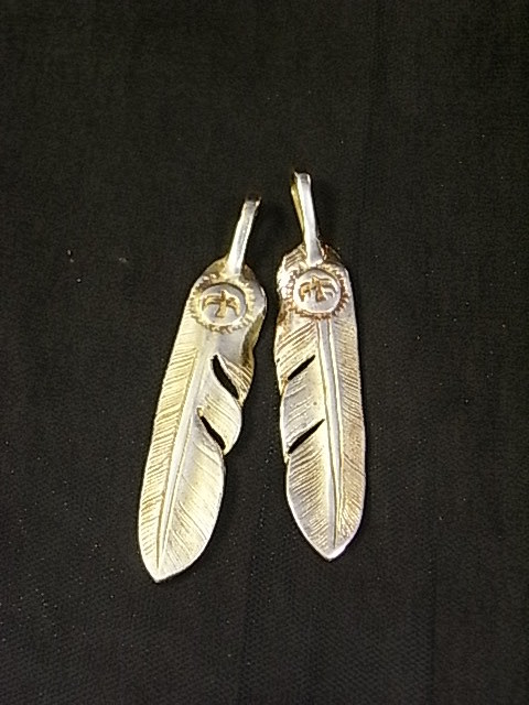 goro's ゴローズ　old　大　フェザー　左右　2枚　セット　ペンダント　トップ_2
