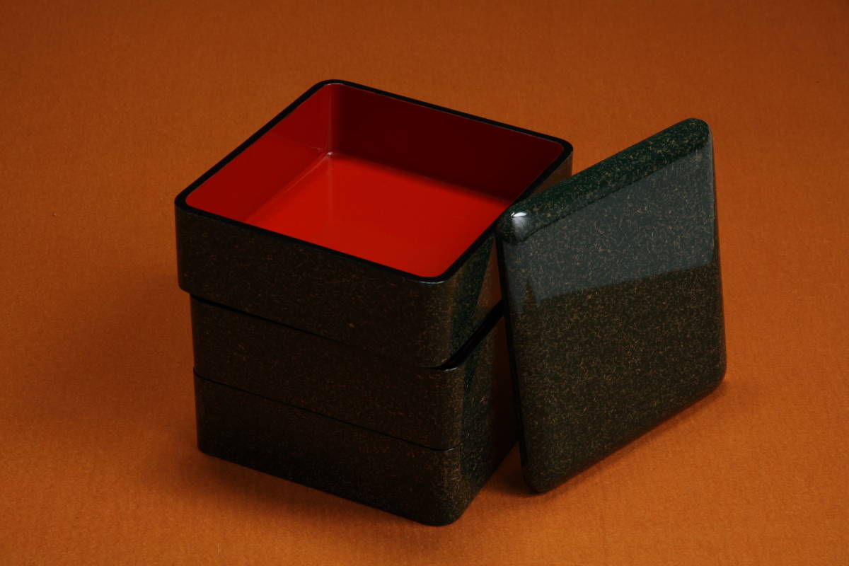 津軽塗 三段重 未使用極美品 重箱 津軽塗 三段重 ] [