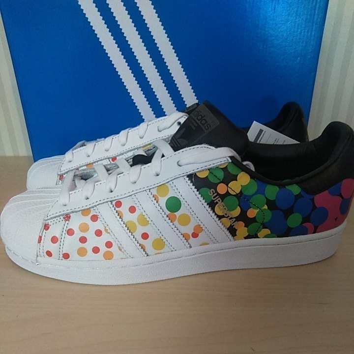 新品 希少 adidas SUPER STAR PRIDEPACK 24cm アディダス スーパースター プライド 天然皮革 レザー 白×黒タン×レインボー 正規品 格安