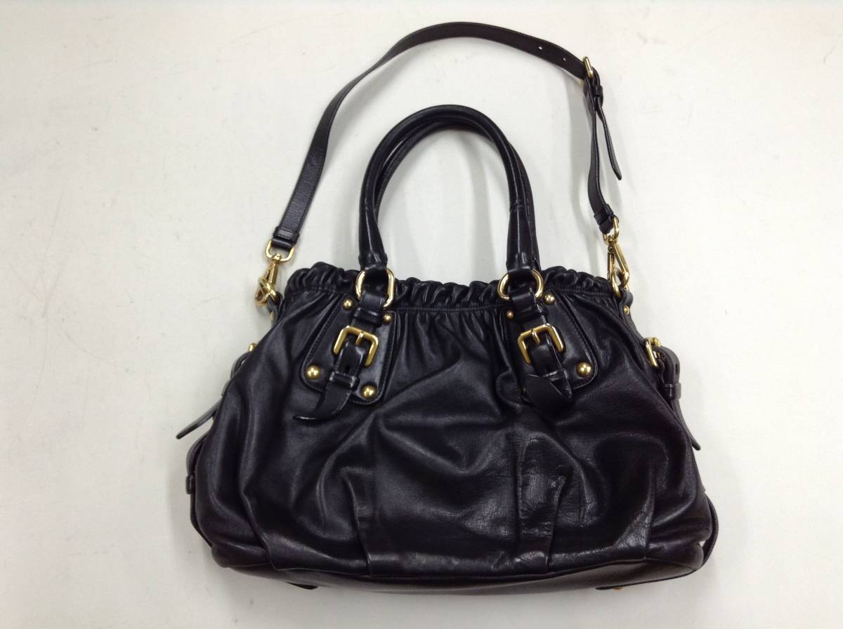 PRADA プラダ ショルダーバッグ レザー 2way ブラック 2WAY 黒 オール 