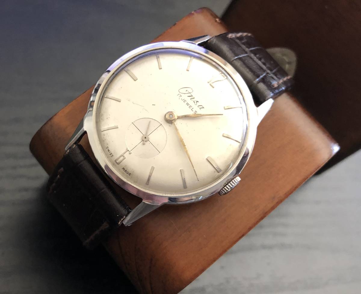 vintage ONSA 17石 スモールセコンド スモセコ 手巻き プラ風貌 スイス
