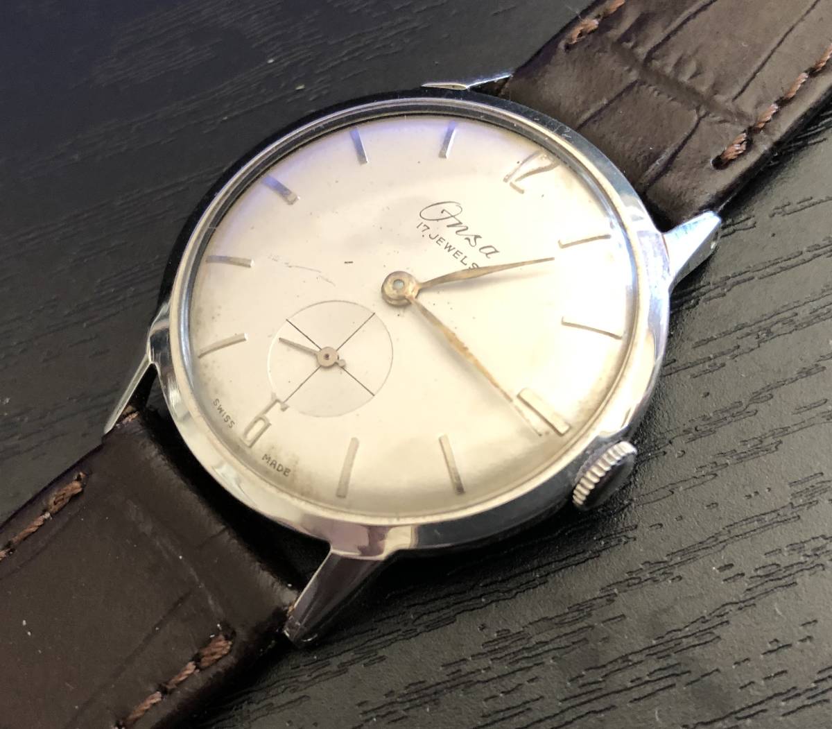 vintage ONSA 17石 スモールセコンド スモセコ 手巻き プラ風貌 スイス