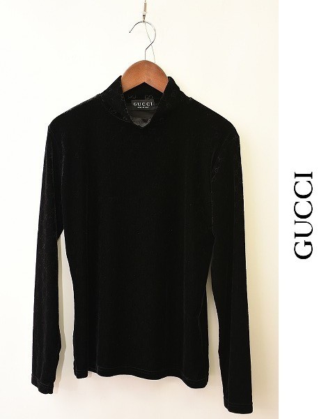 MN-0333 GUCCI グッチ 総柄 GG柄 ベロア 別珍 ハイネック セーター 