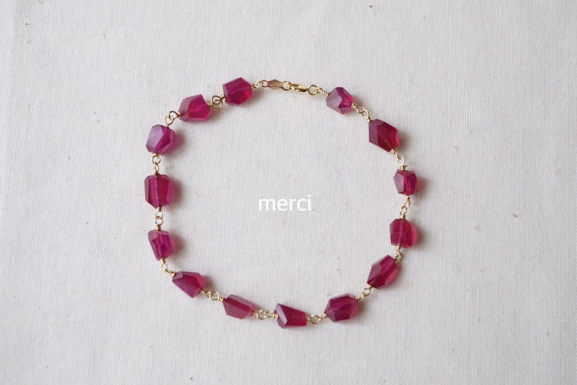 宝石質ルビーのブレスレット◆ハンドメイド、天然石、ジュエリー、誕生石_1