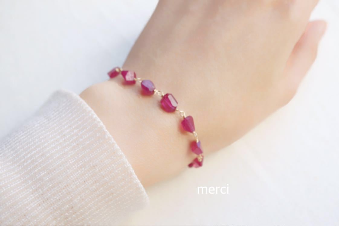 宝石質ルビーのブレスレット◆ハンドメイド、天然石、ジュエリー、誕生石_5