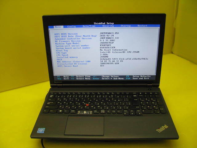ジャンク M9913/ノートPC/Lenovo ThinkPad L540