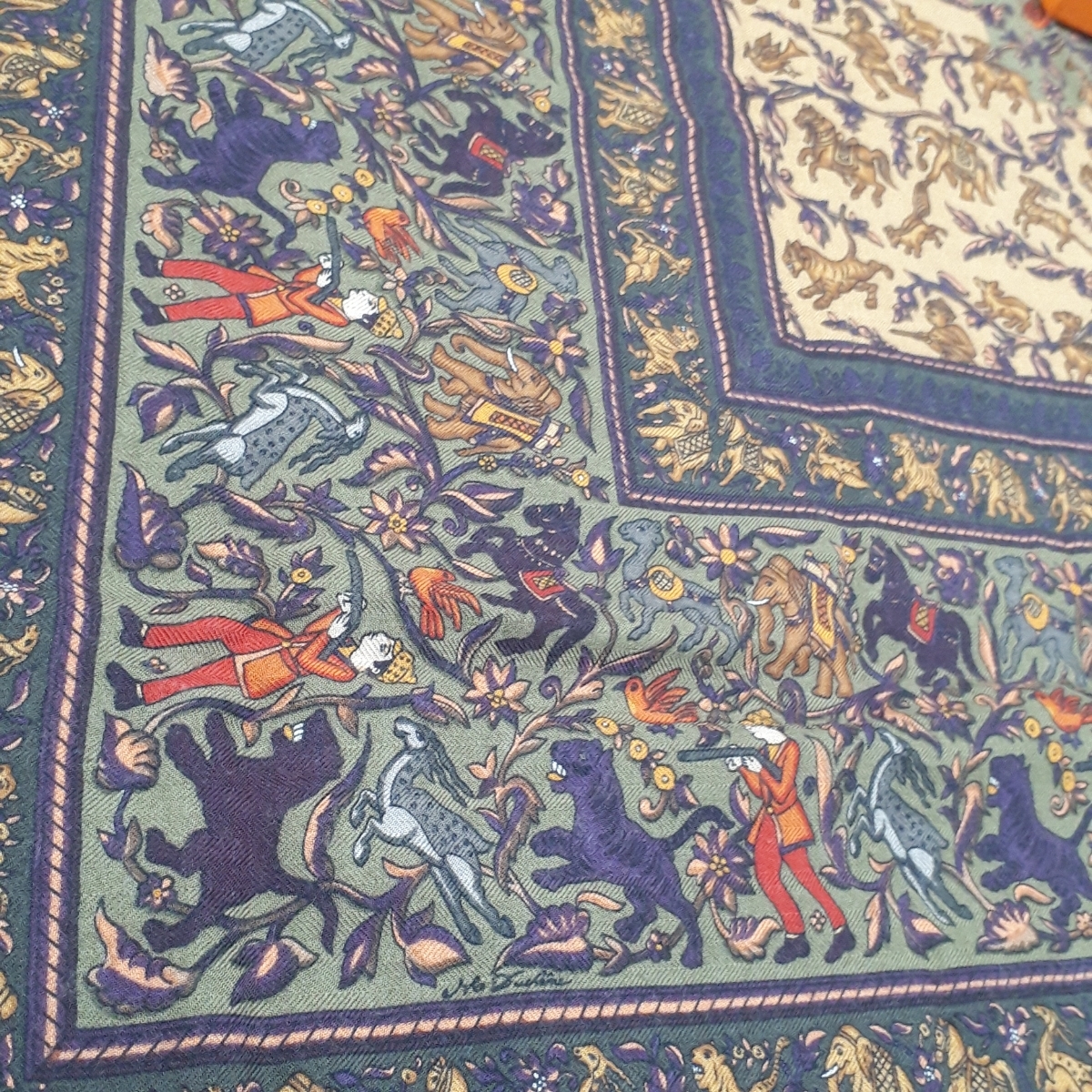 ☆HERMES エルメス CHASSE EN INDE 「インドの狩猟」 大判ストール 130 