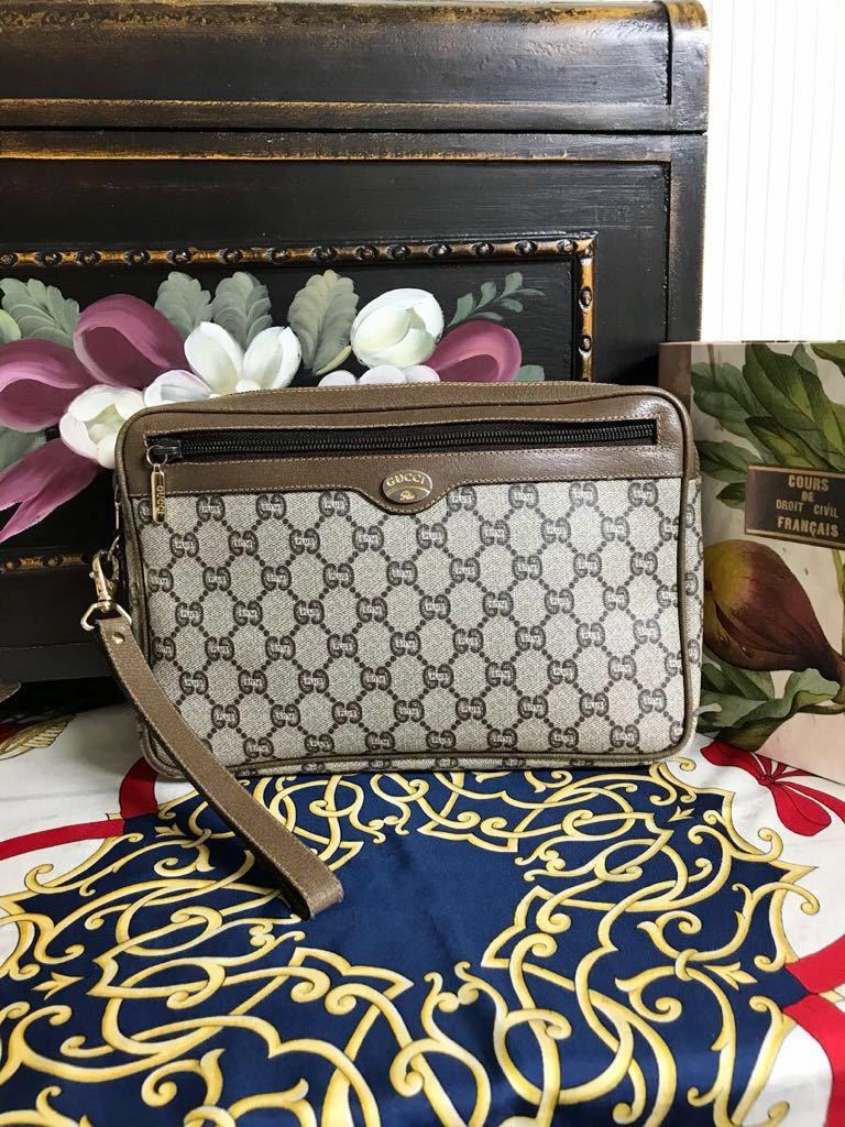 GUCCI PLUS◇クラッチバック/GG柄/セカンドバッグ VINTAGE OLD GUCCI