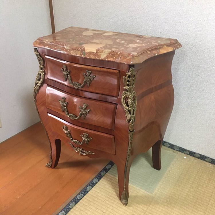 猫脚キャビネット アンティーク 3段引き出し 花台　電話台 レトロ 猫脚 アンティーク 電話台 花台 キャビネット 家具 3段チェスト サイド