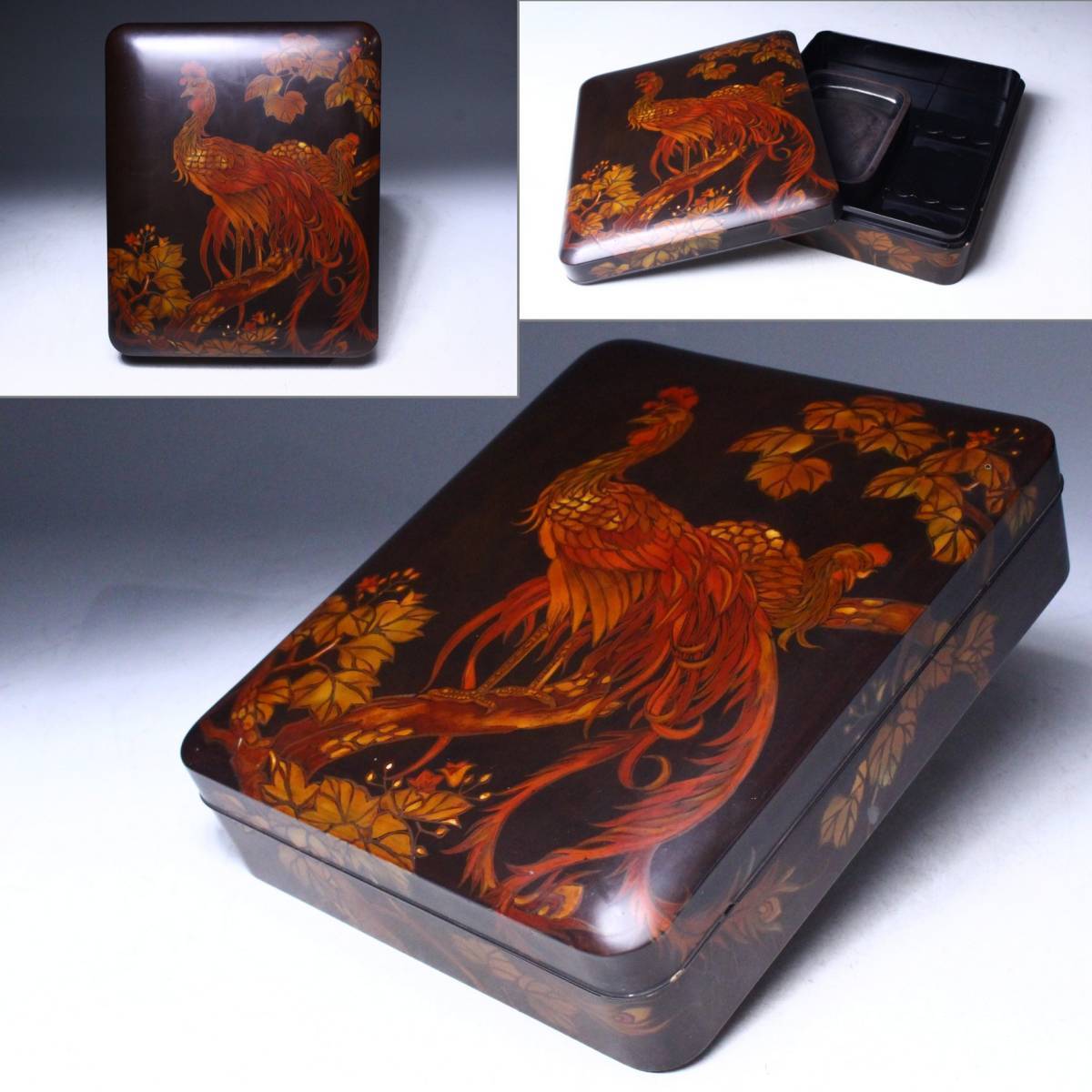 100%新品，低価 櫻 時代古玩 漆塗鳳凰図 硯箱 書道箱 文房具 古美術品 ee 12(硯箱、文箱)｜売買されたオークション情報、yahooの商品情報をアーカイブ公開 - オークファン 硯箱、文箱