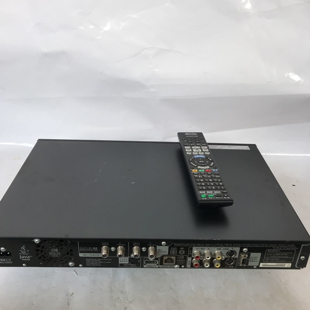 SONY BDレコーダー BDZ-AT700. リモコン RMT-B007J ブルーレイ