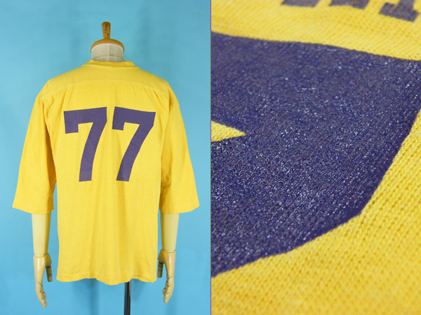 70's Champion チャンピオン フットボールTシャツ バータグ イエロー
