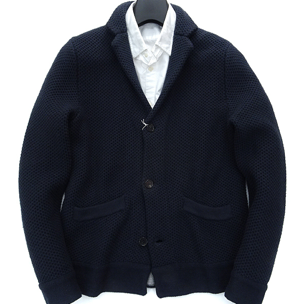 新品 定価3.1万 23区オム ハニカム コットン ニットジャケット 46 (M) 紺 【I45953】 23区 HOMME カーディガン 春夏 メンズ