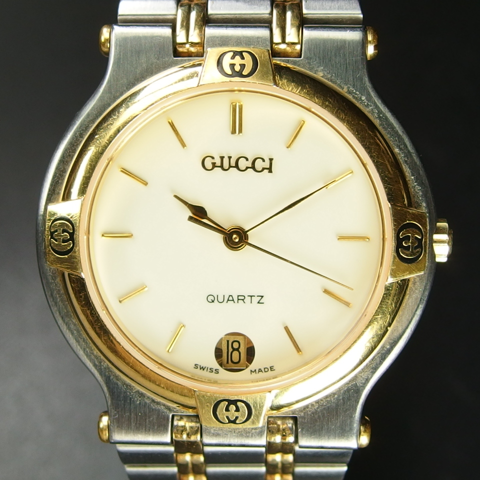 9000M GUCCI 腕時計 グッチ クォーツ デイト e オールドグッチ