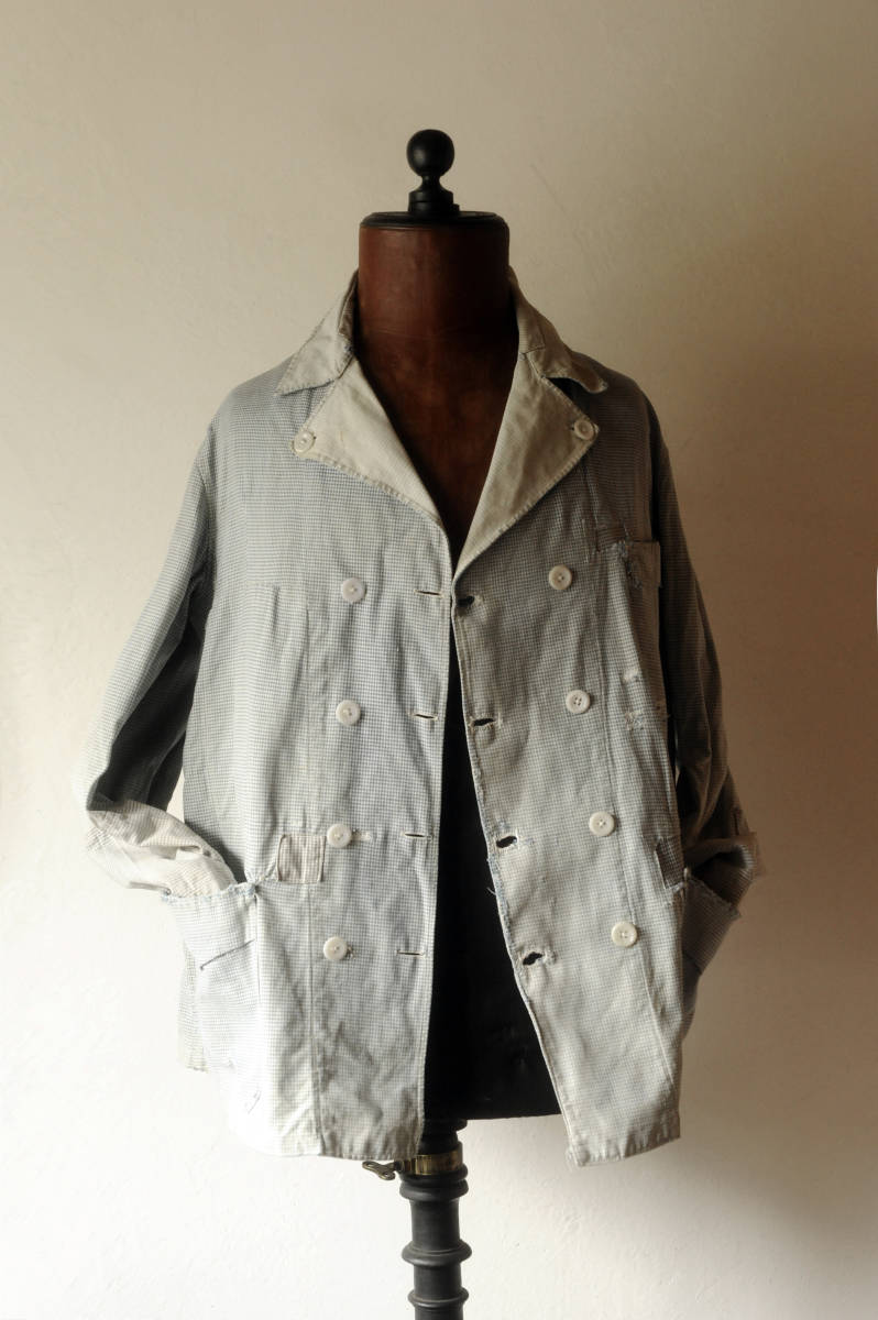 1930's フランス ヴィンテージ ダブルブレストワークジャケット パッチ