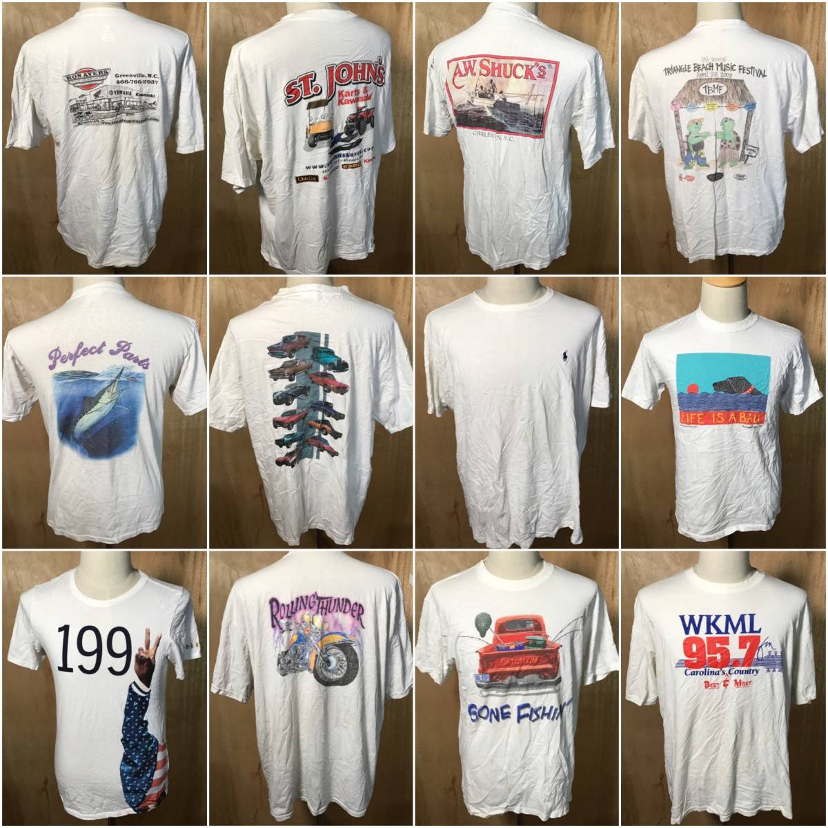 C281】1円スタート 白Tシャツ 46kgベール販売 USA古着卸 プリント 大量 