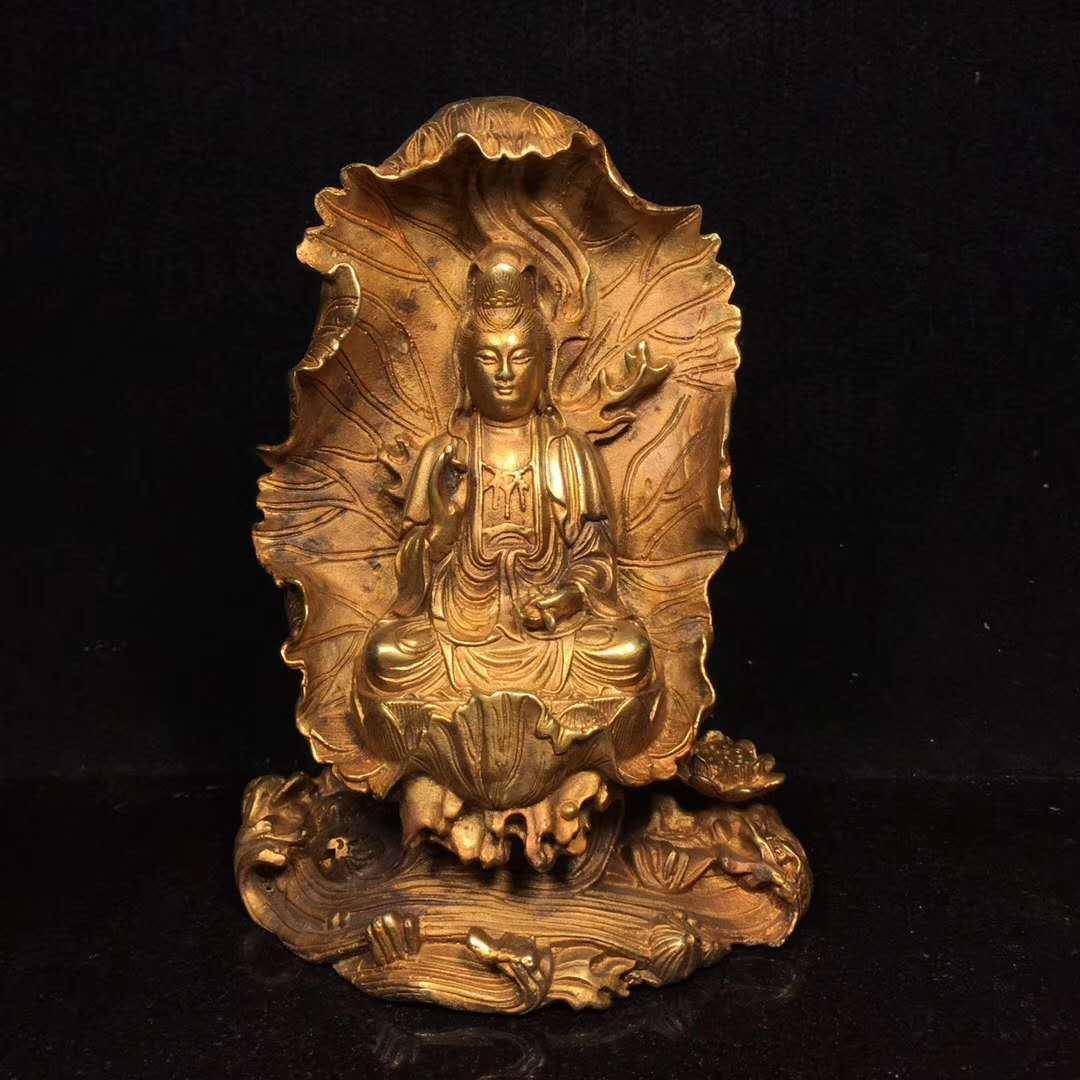 極上珍品 銅製細工 荷葉觀音像 密宗密教 貴重 館蔵品 稀少 銅製細工