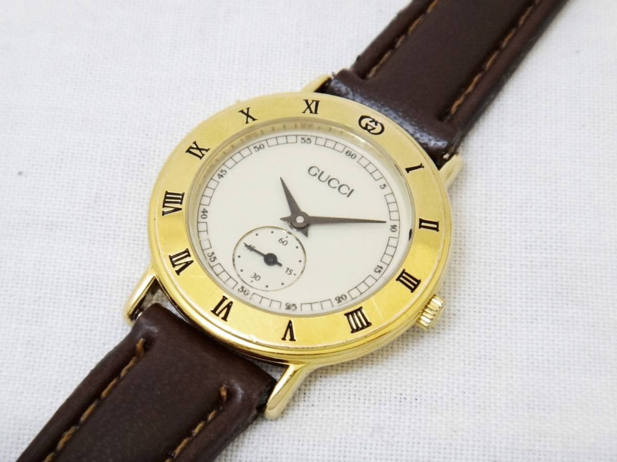 ⁄ GUCCI 3000.2.L グッチ クォーツ スモールセコンド 電池 グッチ
