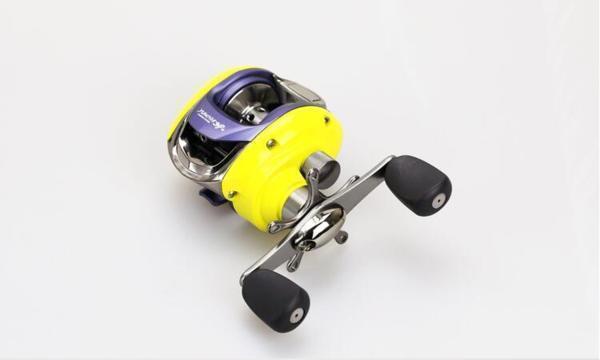 0199Y/ベイトキャスティング 海釣 フィッシングリール 逆回転防止 投げ釣 お釣り 釣具 6.2:1 高速 紫&黄色AEB201左ハンド ...