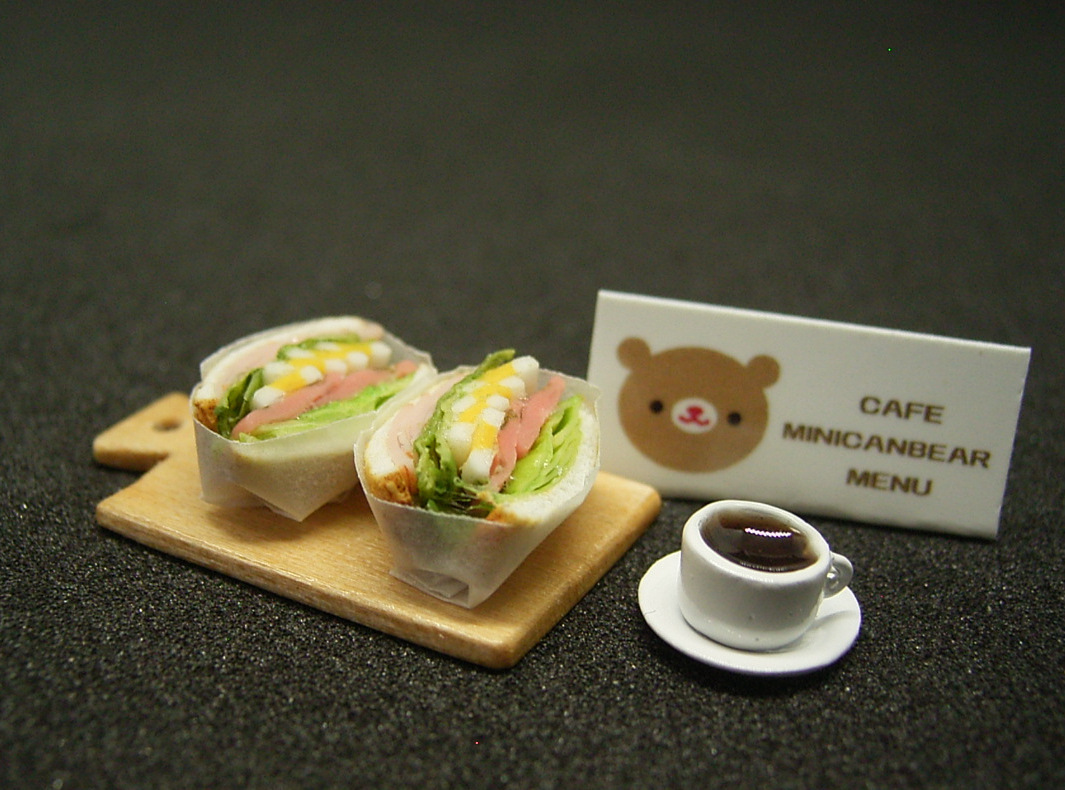 送料込即決です**サンドイッチとコーヒー**ミニチュア粘土ドールハウス食品サンプル_6