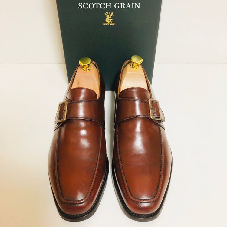 SCOTCH GRAIN スコッチグレイン シングルモンクストラップ Uチップ 赤