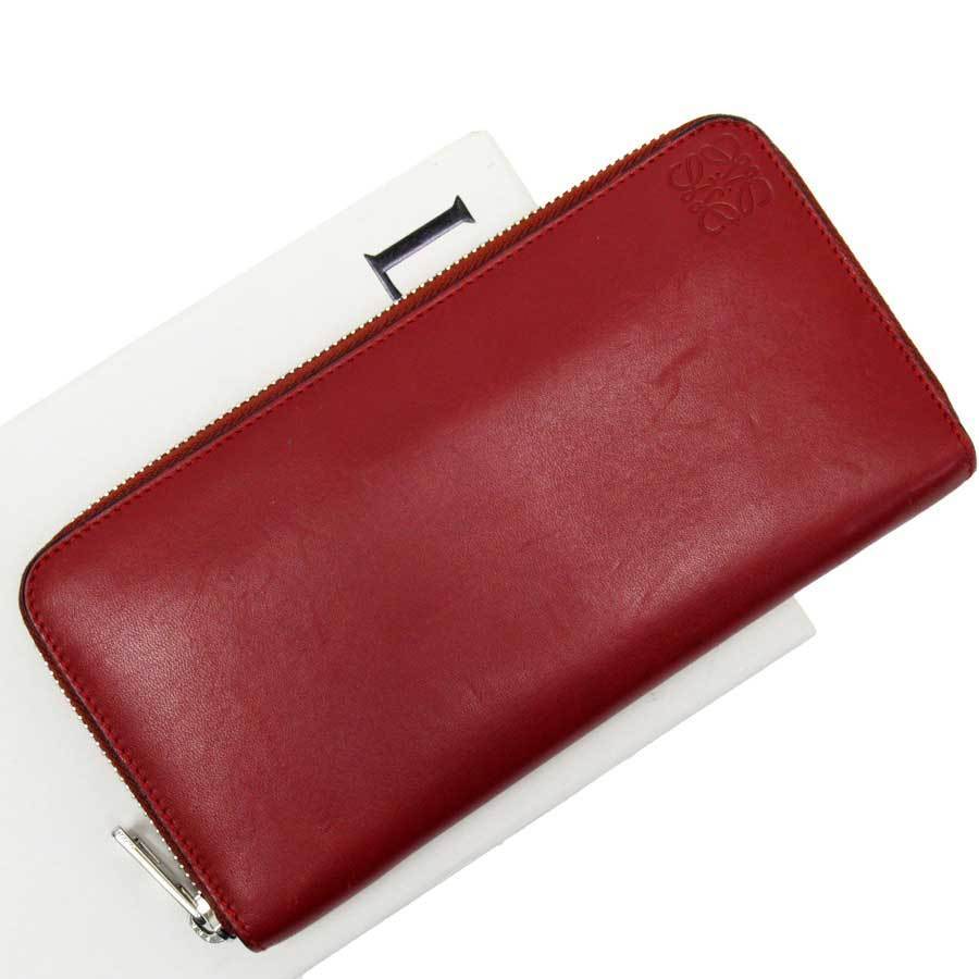 LOEWE ロエベ アナグラム ラウンドファスナー 長財布 レッド LOEWE ロエベ ラウンドファスナー長財布 アナグラム レザー レッドx
