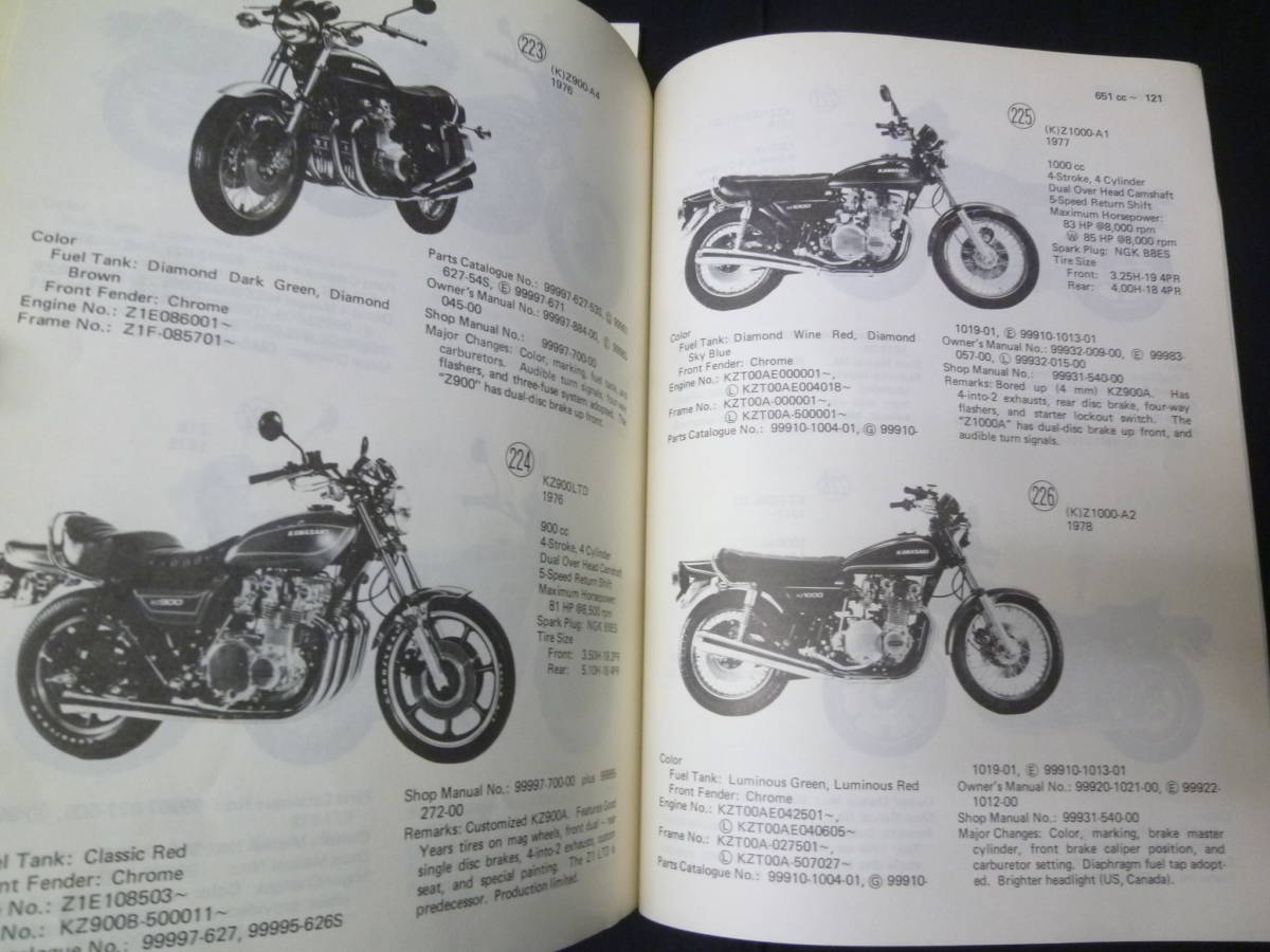 29様ご連絡用 合計3冊】カワサキ ALL MODEL RECOGNITION MANUAL 1966-1988年 Z900 Z1