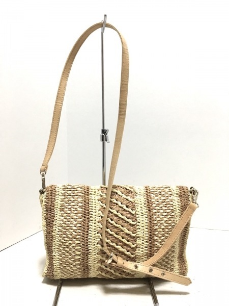 ヘレンカミンスキー HELEN KAMINSKI ショルダーバッグ ラフィア×レザー アイボリー×ブラウン バッグ