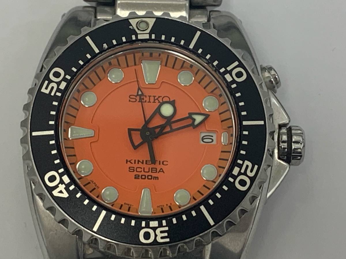 動作OK! SEIKO KINETIC SCUBA 200m 5M62-0BL0 ダイバー 腕時計 セイコー